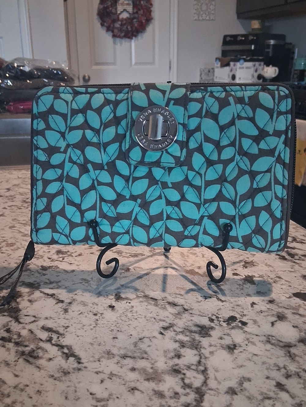 Vera Bradley Quilted Turnlock Wallet In Shower Vines